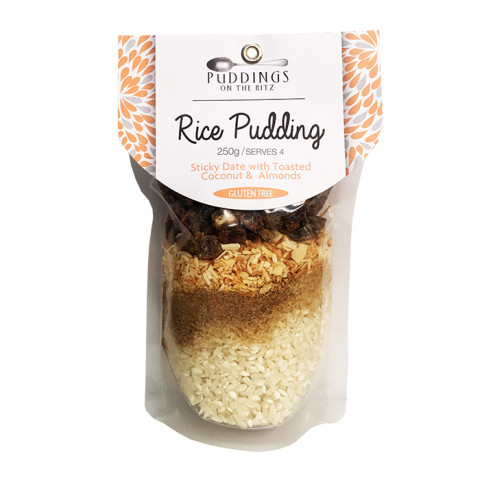 Puddings on the Ritz Rice Pudding - Sticky Date with Toasted Coconut and Almonds Mix