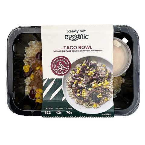 Ready Set Organic Taco Bowl with Mexican Pulled Beef, Charred Corn and Kidney Beans
