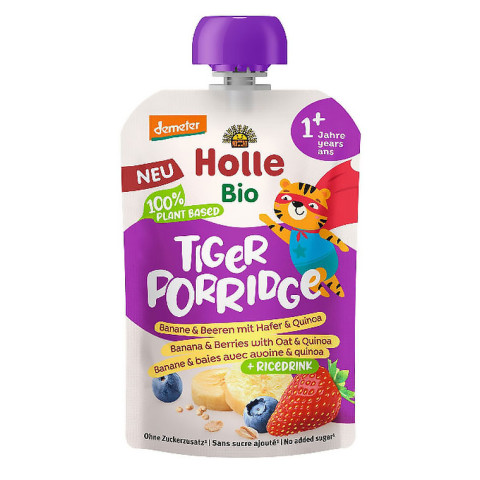 Holle Baby Food Tiger Porridge - Banana and Berries with Oats and Quinoa