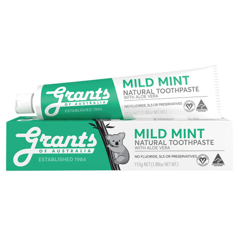 Grants Toothpaste Mild Mint with Aloe Vera Fluoride Free