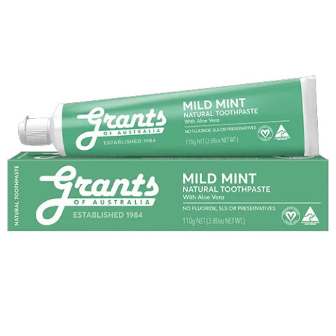 Grants Toothpaste Mild Mint with Aloe Vera Fluoride Free