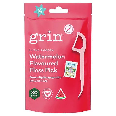 Grin Ultra Smooth Floss Picks Watermelon Flavoured