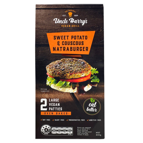 Uncle Harry's Vegan Natraburger - Sweet Potato and Couscous