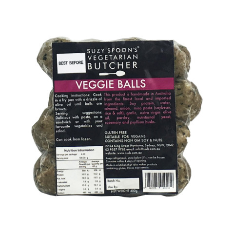 Suzy Spoon’s Vegetarian Butcher Veggie Balls Italian