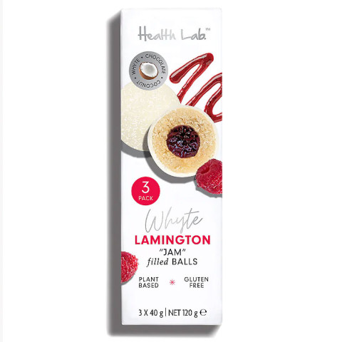 Health Lab Whyte Lamington Jam Filled Balls