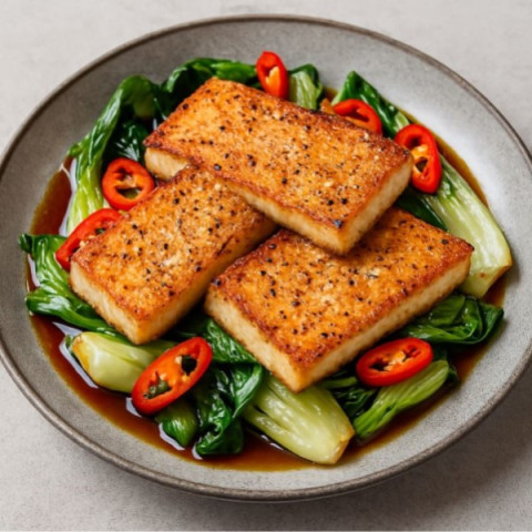 Crispy Skin Salt and Pepper Tofu (Vegan), Serves 2