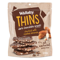 Wallaby Thins Dark Chocolate Almond Thins