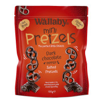 Wallaby Dark Choc Mini Pretzels