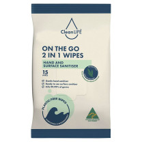 Cleanlife On The Go 2 in 1 Wipes Hand and Surface Sanitiser