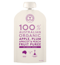 Australian Organic Food Co. Organic Fruit Puree Apple, Plum, Apricot and Peach