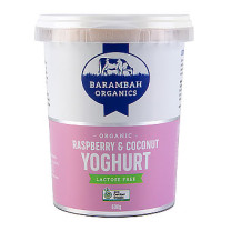 Barambah Organics Raspberry and Coconut Lactose Free Yoghurt - Clearance