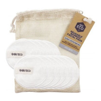Ever Eco Reusable White Bamboo Facial Pads - Cotton Wash Bag